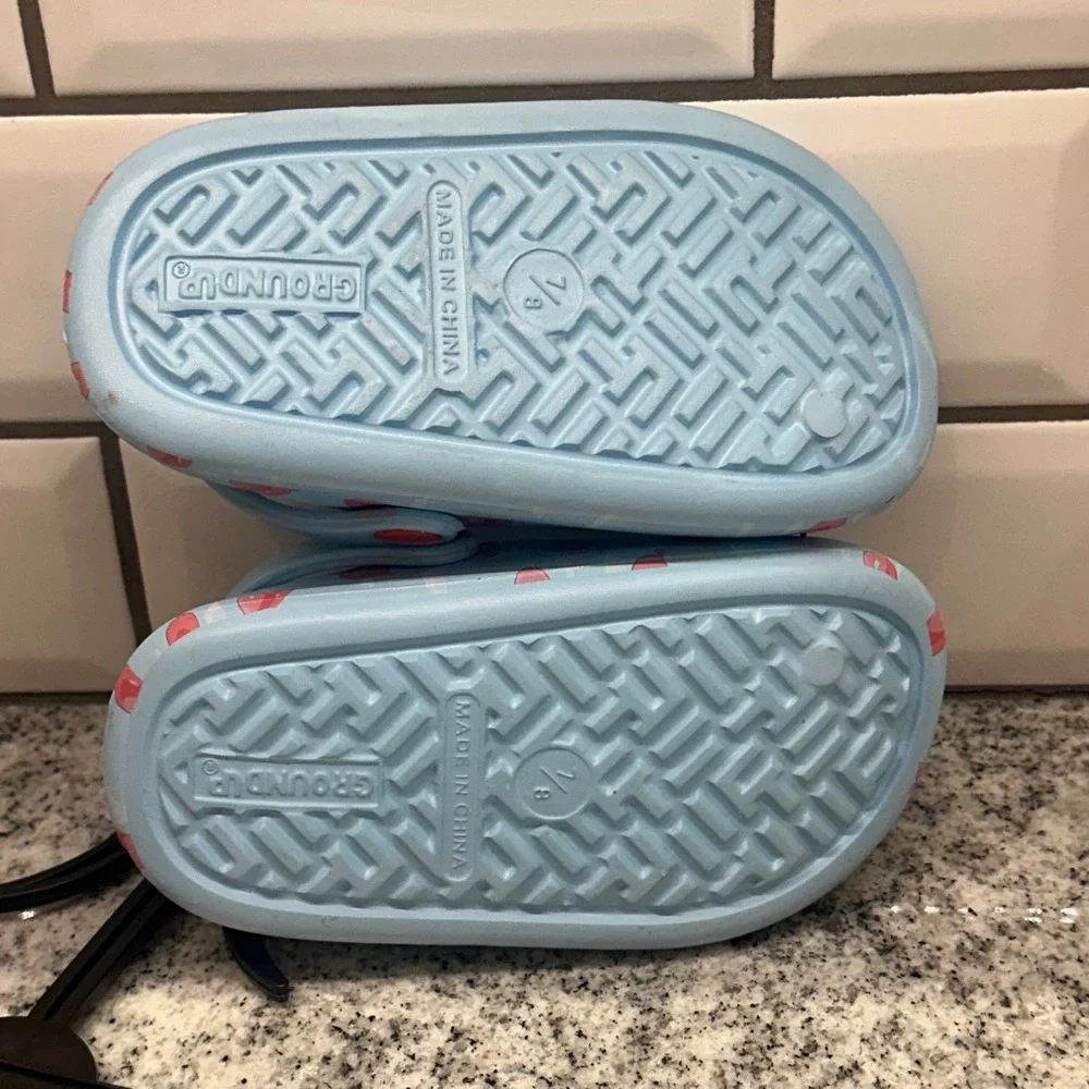 Kids Bluey Character Light Blue Balloon Print Slide Sandals Toddler Size 7-8 New